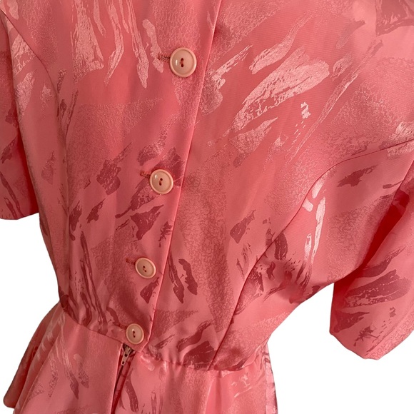 Vintage 80s April Rain Peplum Dress Midi Puff Sleeve - Picture 6 of 13